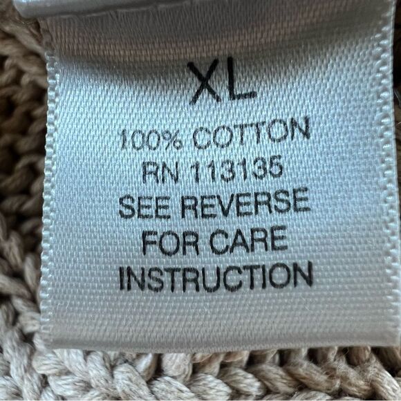 Leo and Nicole Cotton Cable Knit Light Mocha Fisherman Sweater SZ XL - Picture 9 of 16